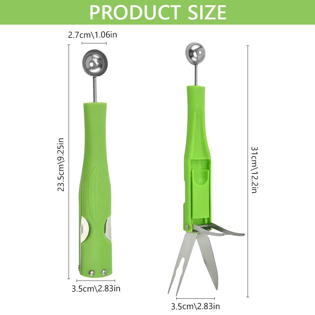 Supvox Melon Baller Fruit Ball Spoon 4 in 1 Melon Scoop Fruit Scooper Tool with Folding Cutter & Fruit Fork Melon Scoop Tool for Cantaloupe, Dragon Fruit, Watermelon, Avocado Supvox Melon Baller Fruit Ball Spoon 4 in 1 Melon Scoop Fruit Scooper Tool with Folding Cutter & Fruit Fork Melon Scoop Tool for Cantaloupe, Dragon Fruit, Watermelon, Avocado